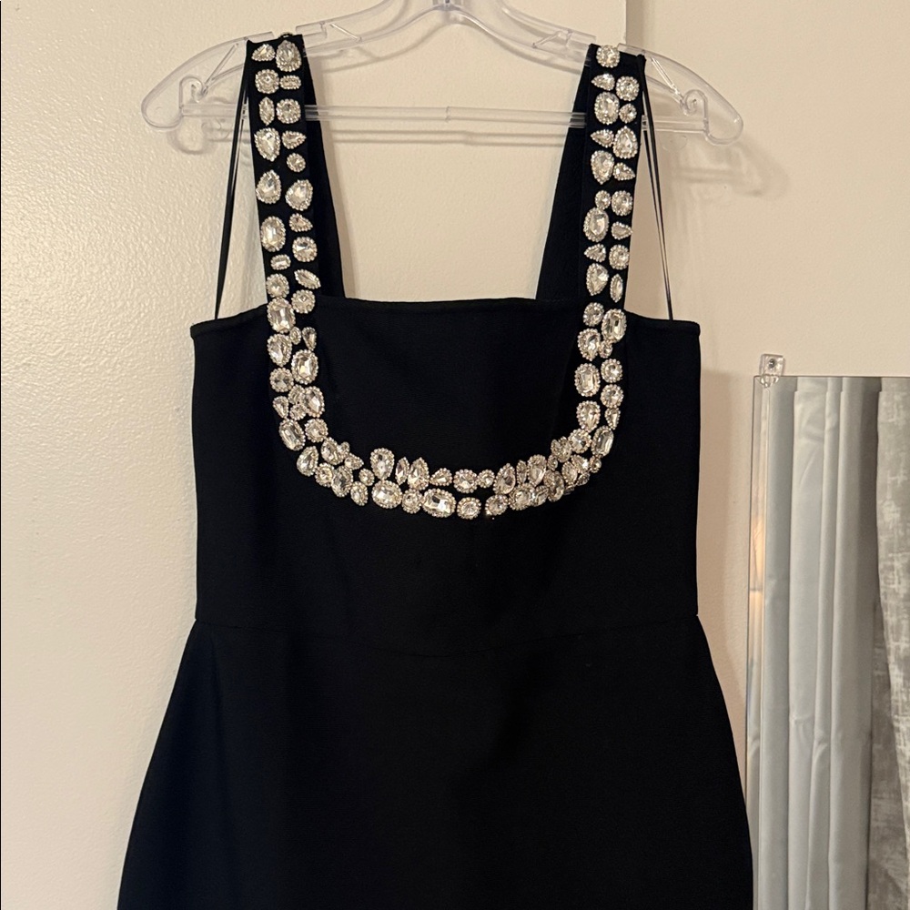 Fashion Nova Black Strapless Dress with Silver Embellishments